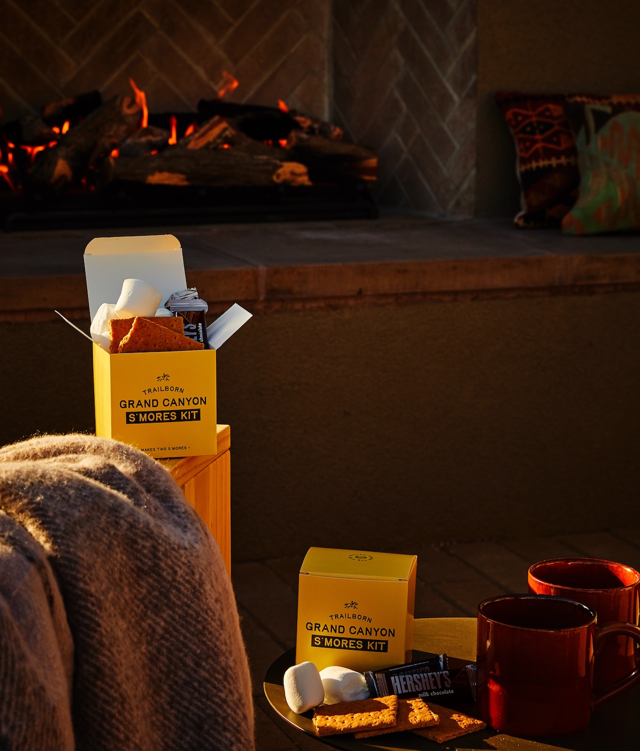 S'mores kit next to firepit