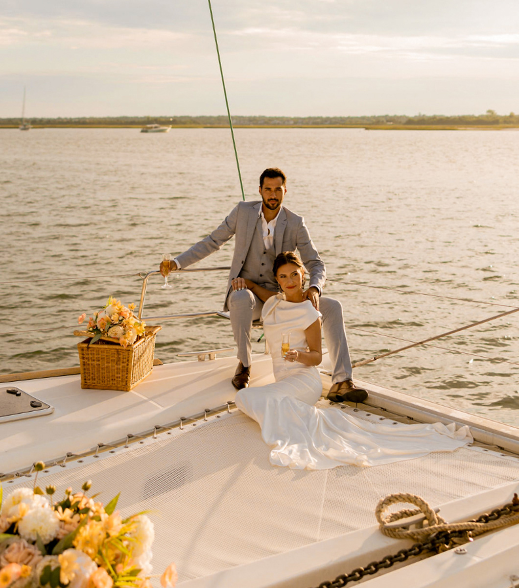 Fun sunset pictures with the bride and groom at Holden Beach, NC, image size:1060x1200