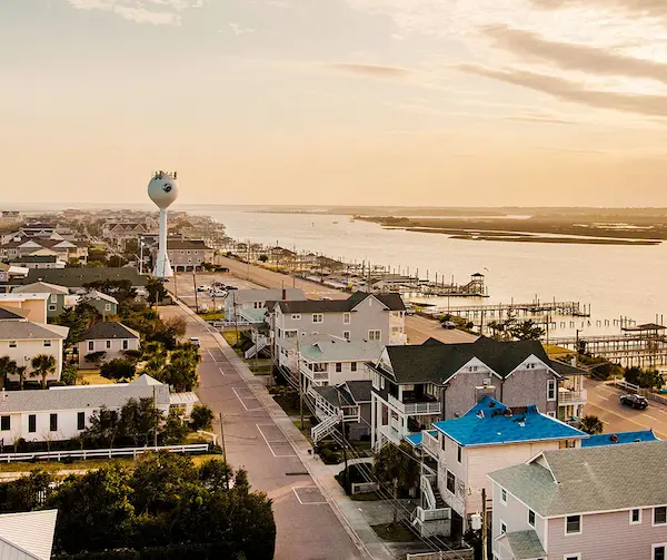 View of street and buildings along the way